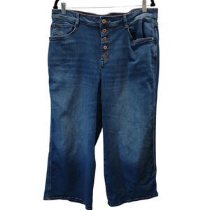 J.Jill Denim Blue Button Fly High-Rise Wide-Leg Crop Jeans Women's Sz 18